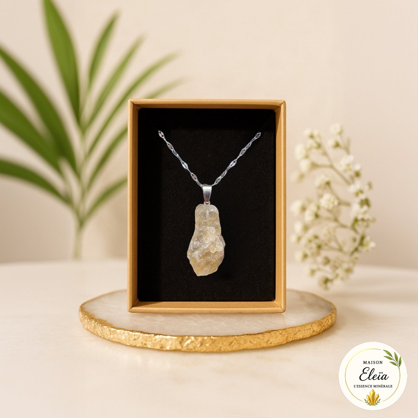 Collier Citrine Brute Naturelle du Brésil • Pierre de Joie et Abondance