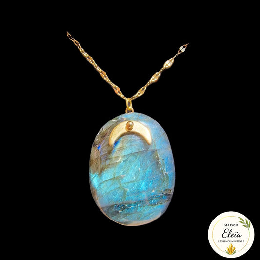 Collier "Énergie & Élégance" - Lune / Labradorite Madagascar