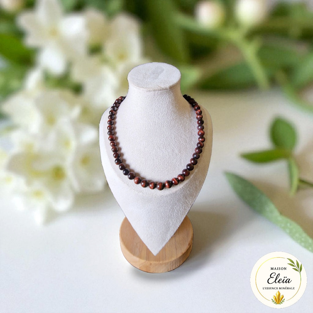 Collier perles Œil de Taureau - Afrique du Sud - "Force Solaire"