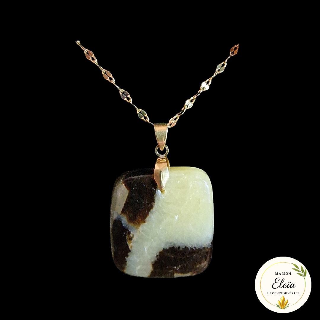 Collier Ancrage & Sagesse - Septaria et Acier inoxydable