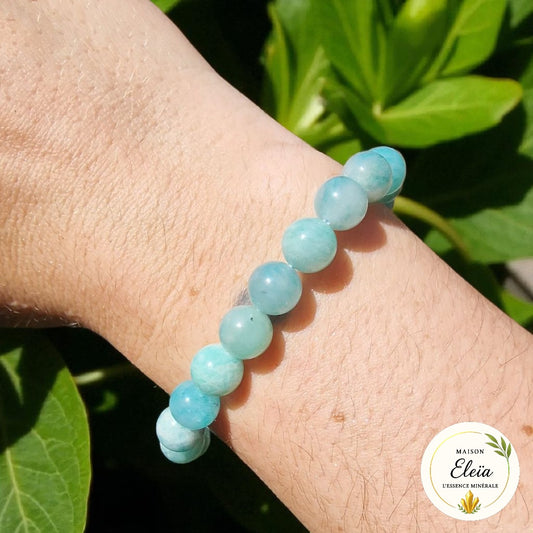 Bracelet Amazonite Pérou – Pierre d’apaisement et communication – Perles 8 mm "Onde Céleste"