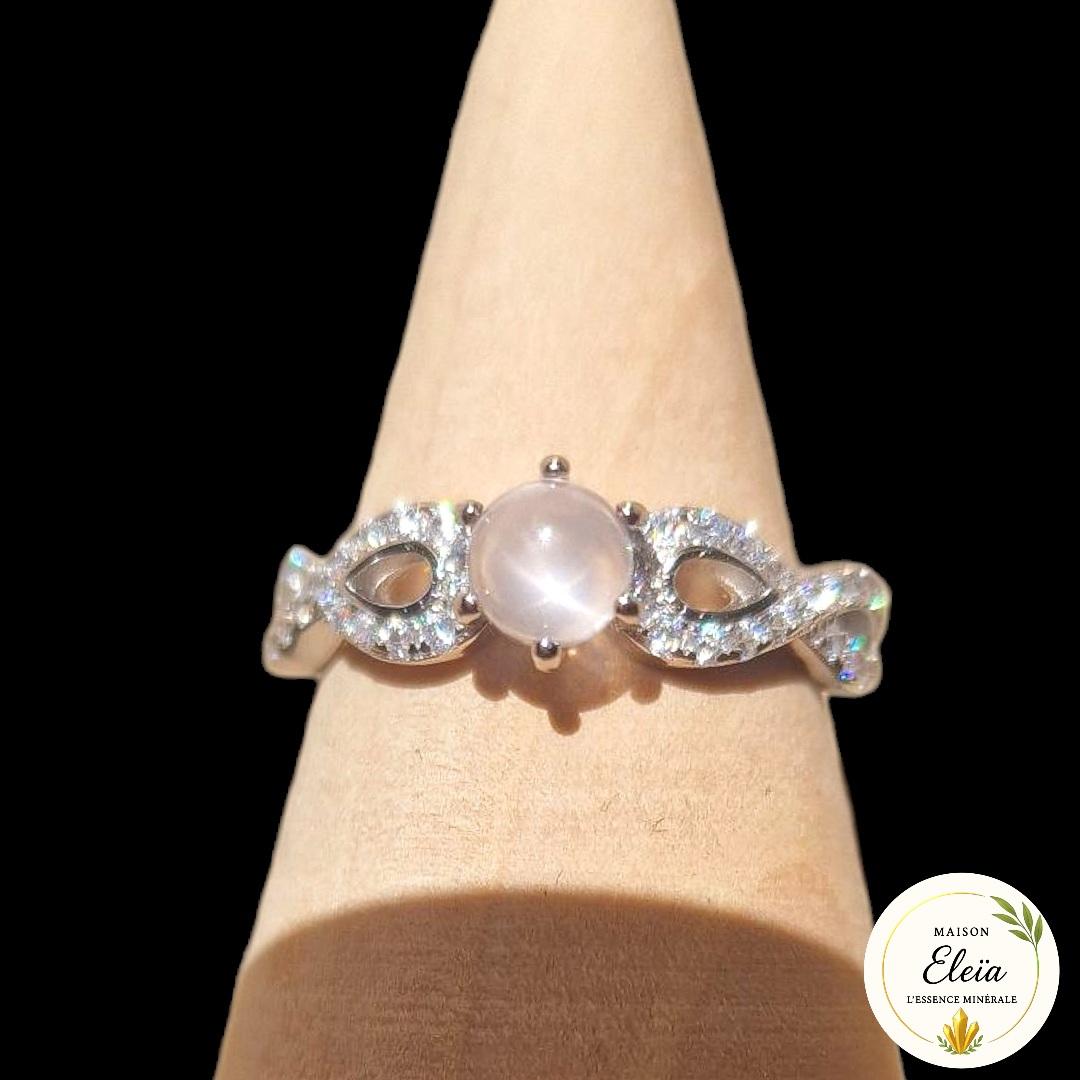 Bague quartz rose Madagascar, Argent 925 - Pierre d’amour et tendresse