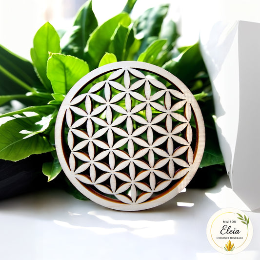 Plaque de Rechargement- Fleur de vie en bois 10cm