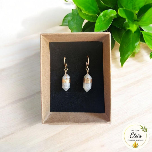 Boucles d’oreilles labradorite brute – Pointe naturelle, pierre de protection et d’équilibre