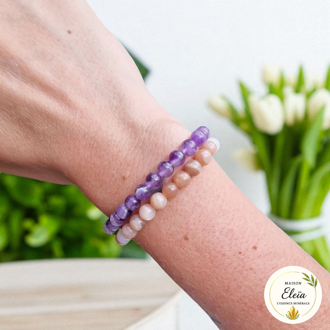 Bracelets DUO "Intuition & Apaisement" Améthyste - Pierre de Lune