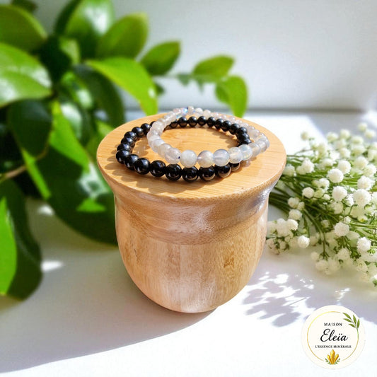 Bracelets DUO "Protection & Intuition" Labradorite - Obsidienne noire