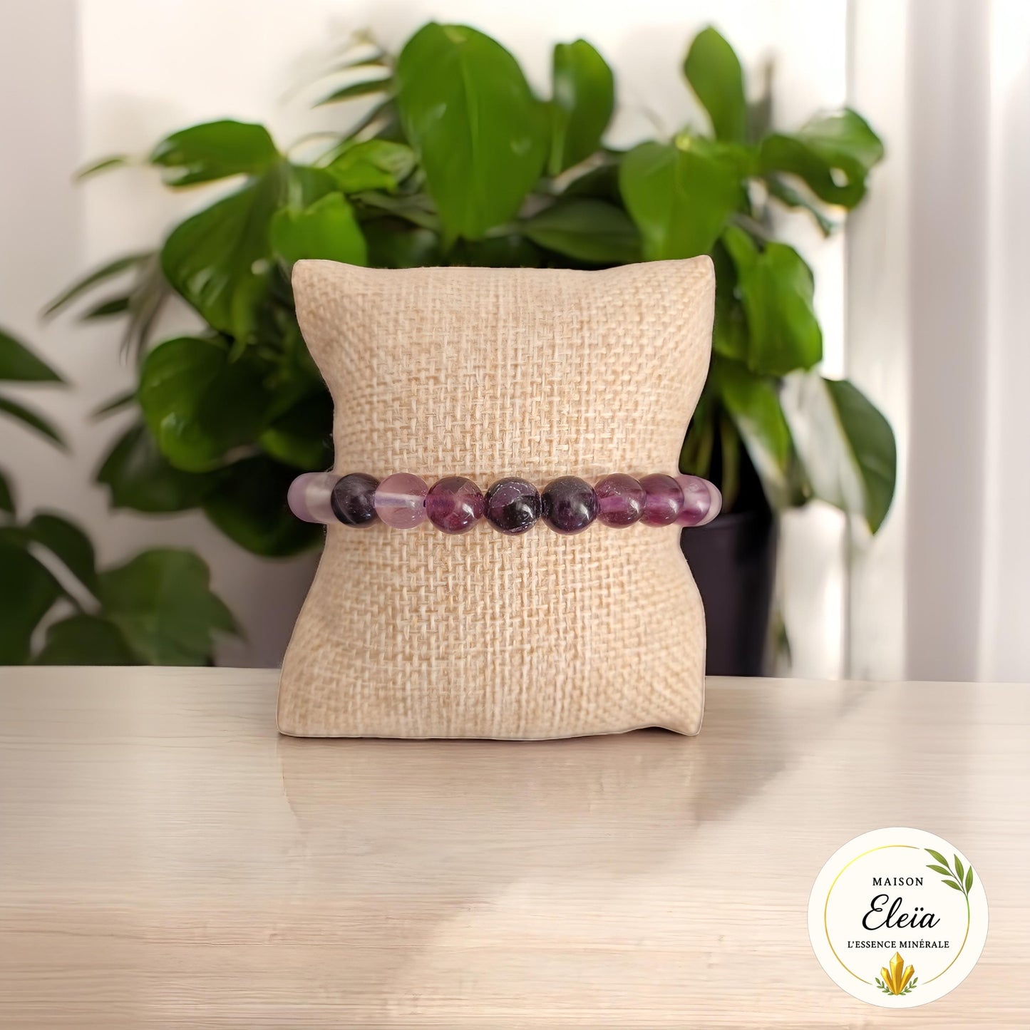 Bracelet Pierre Fluorite violette – Calme mental et intuition – Perles naturelles 8mm