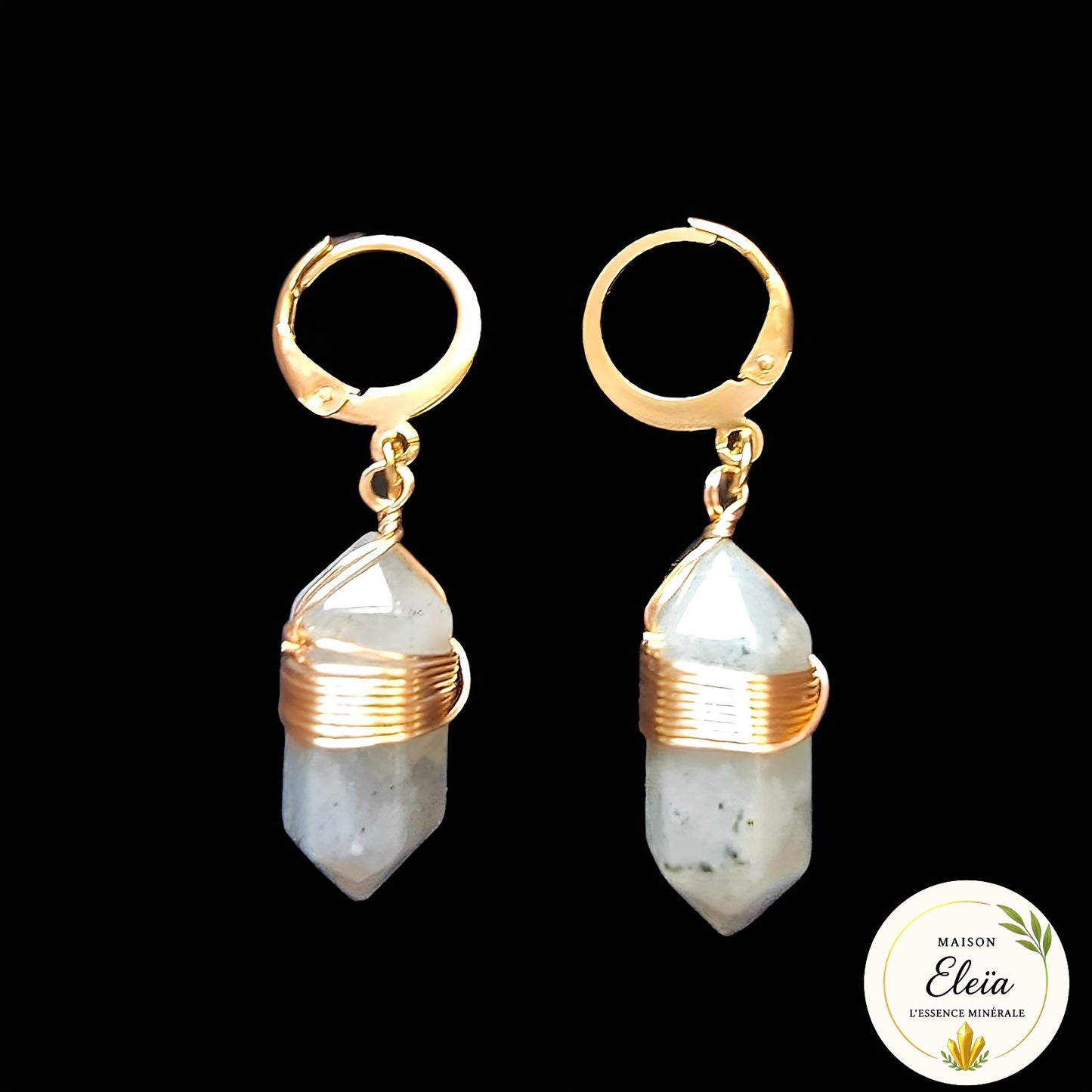 Boucles d’oreilles labradorite brute – Pointe naturelle, pierre de protection et d’équilibre
