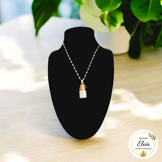 Collier fiole Cristal de Roche & Acier inoxydable