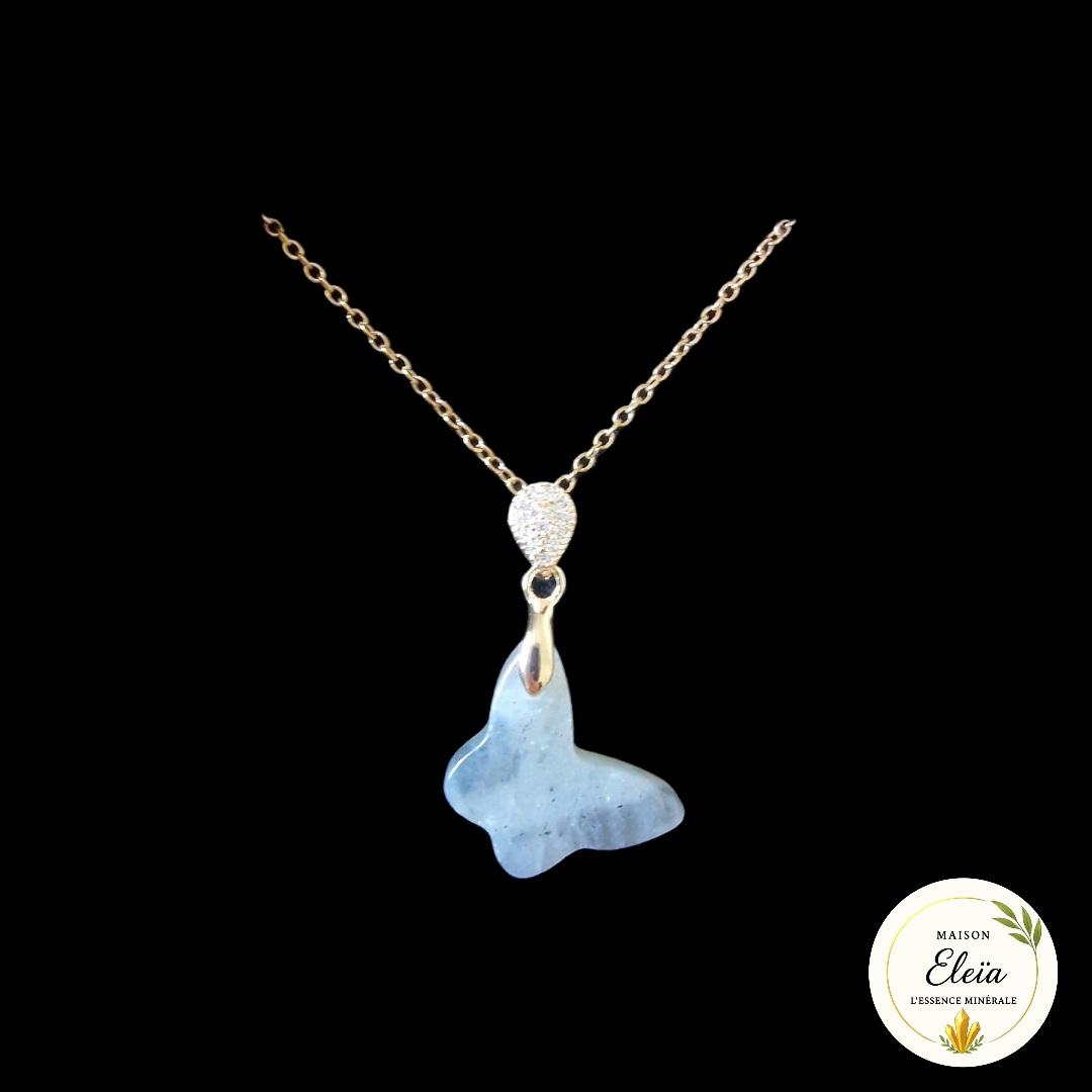 Collier Papillon Labradorite de Madagascar « Métamorphose »