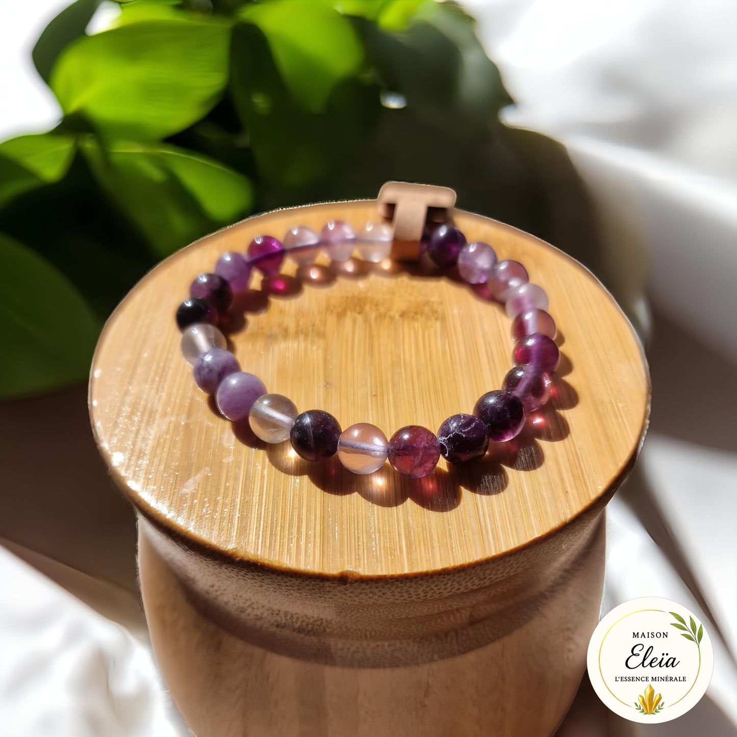 Bracelet Pierre Fluorite violette – Calme mental et intuition – Perles naturelles 8mm