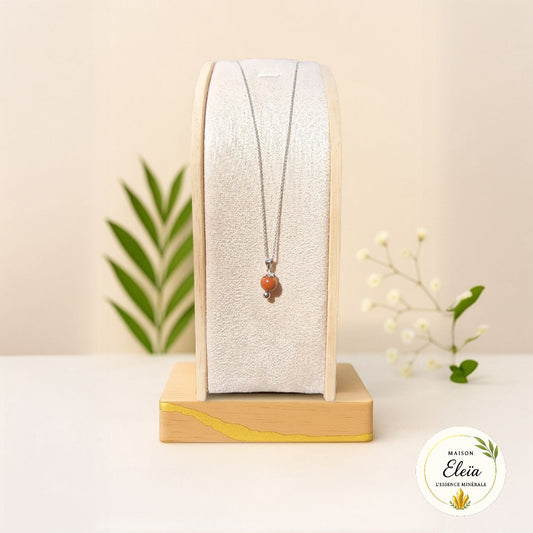 Collier fleur Jaspe rouge Inde & Argent 925 "Fleur de Feu"