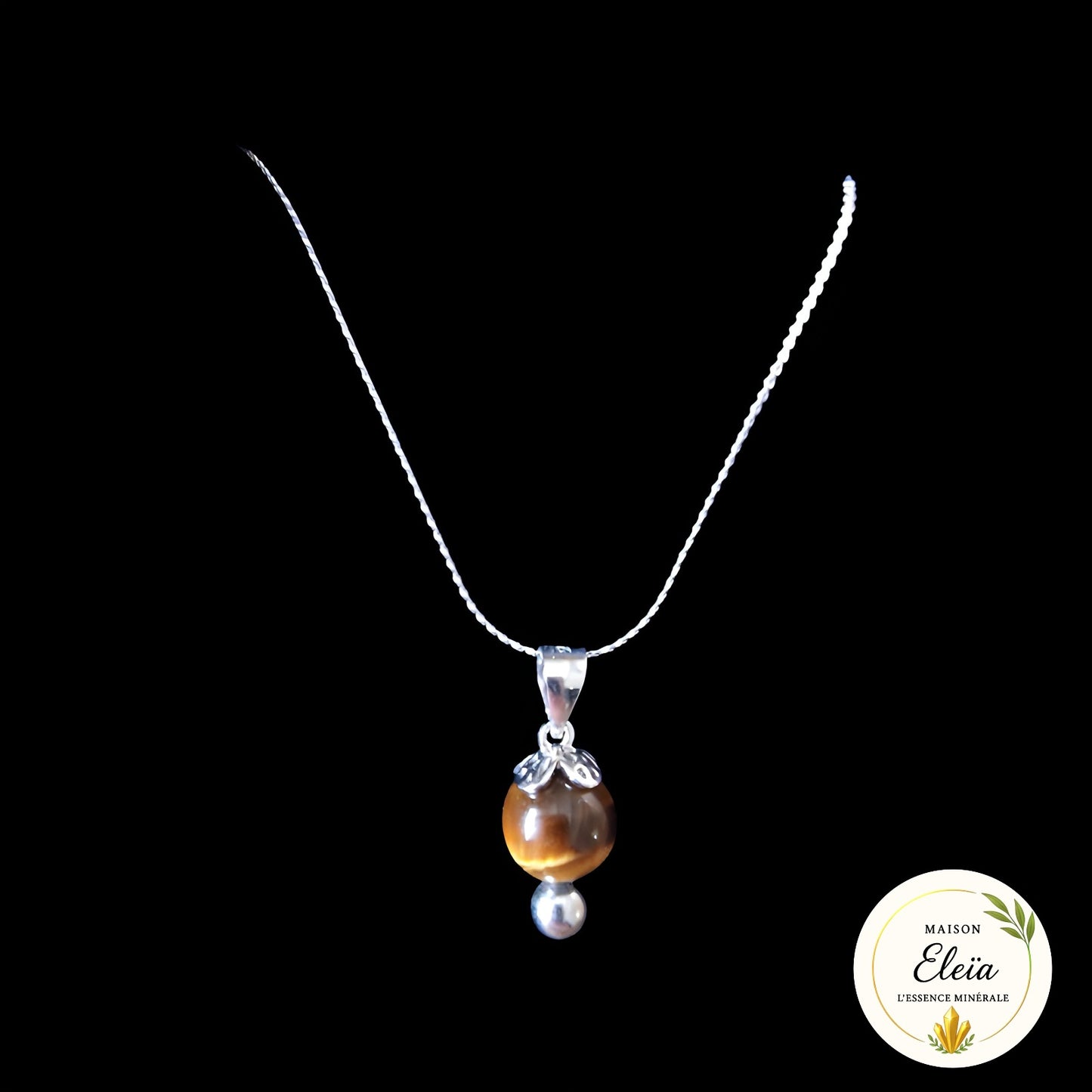 Collier Fleur Oeil de Tigre - Argent "Force Fleurie"
