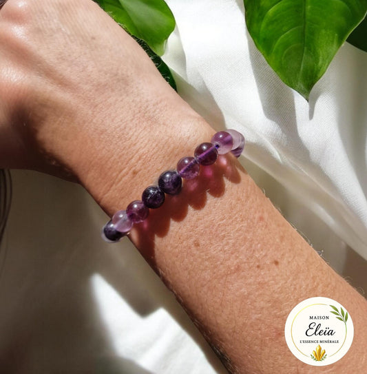 Bracelet Pierre Fluorite violette – Calme mental et intuition – Perles naturelles 8mm