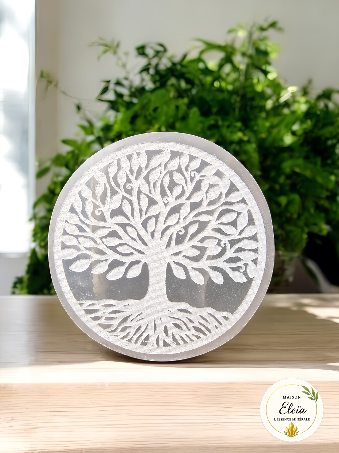 Plaque Arbre de vie Sélénite Maroc 8cm