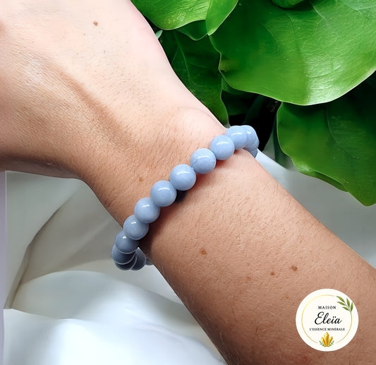Bracelet Angélite du Pérou – Pierre de paix et connexion spirituelle - Perles 8 mm