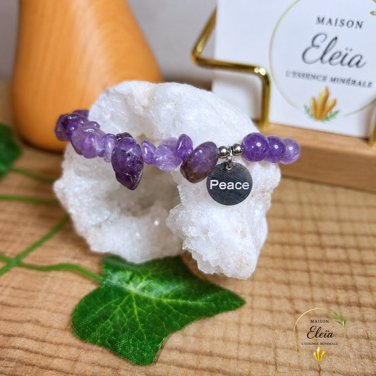 Bracelet Alya Améthyste A du Brésil – Perles 6 mm et Pépites Naturelles