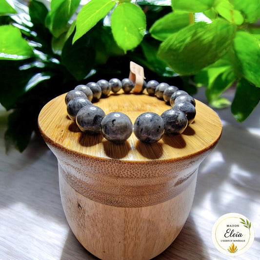 Bracelet larvikite 10mm – Pierre de protection et ancrage – Bijou énergétique