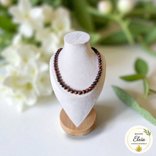 Collier perles Œil de Taureau - Afrique du Sud - "Force Solaire"