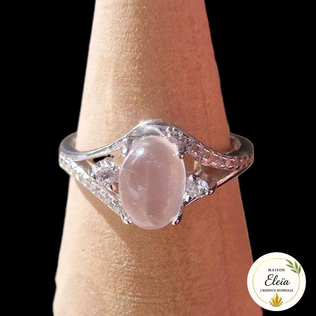 Bague quartz rose en argent 925 – Pierre d’amour et tendresse – Bijou énergétique