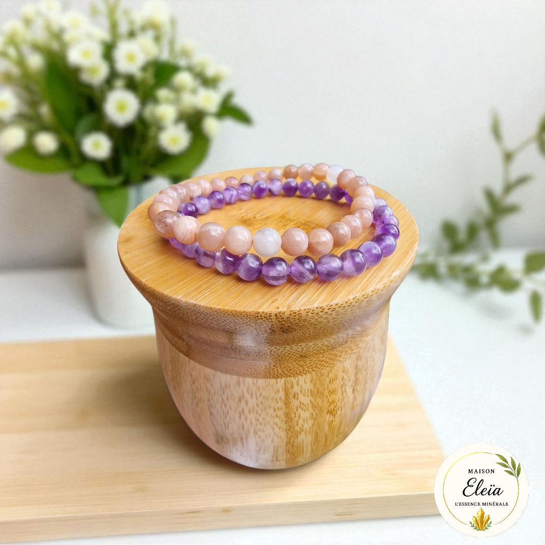 Bracelets DUO "Intuition & Apaisement" Améthyste - Pierre de Lune