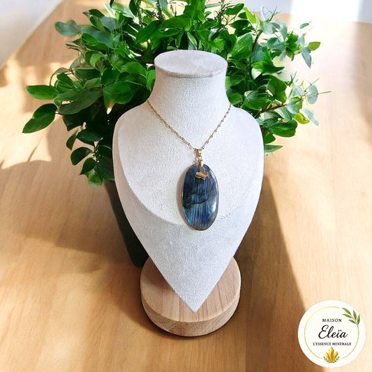 Collier Labradorite Papillon "Transformation & Protection " Acier inoxydable or