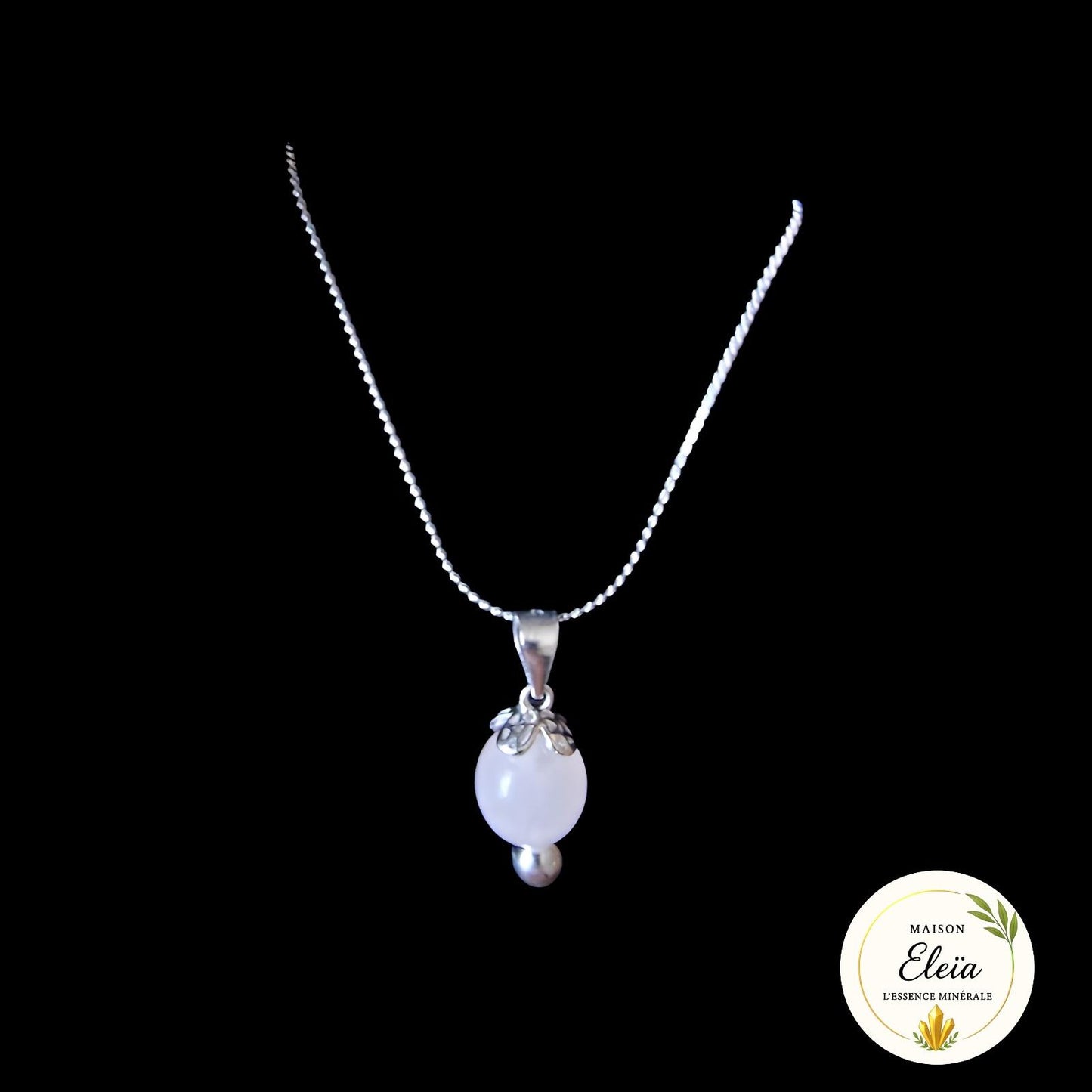Collier Fleur Quartz rose - Argent "Douceur fleurie"