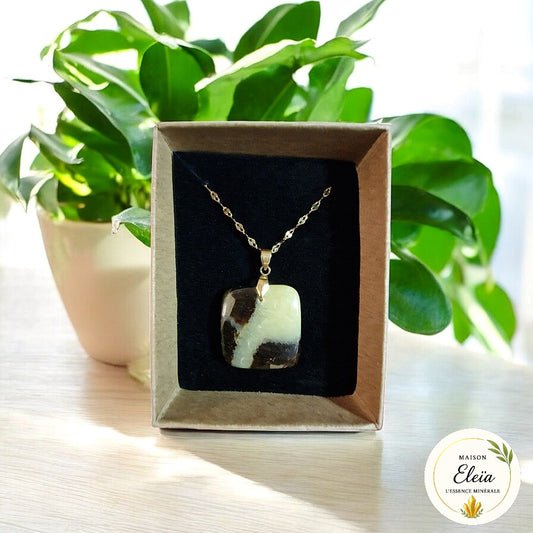 Collier Ancrage & Sagesse - Septaria et Acier inoxydable