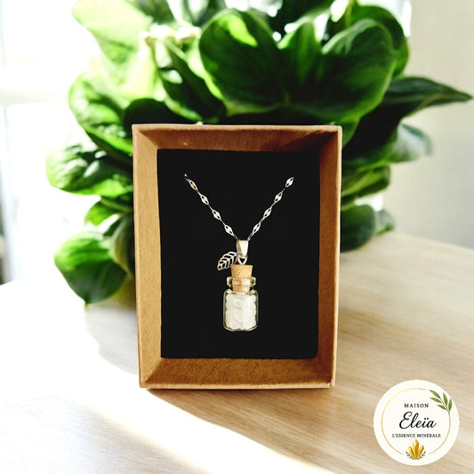 Collier fiole Cristal de Roche & Acier inoxydable