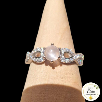 Bague quartz rose Madagascar, Argent 925 - Pierre d’amour et tendresse