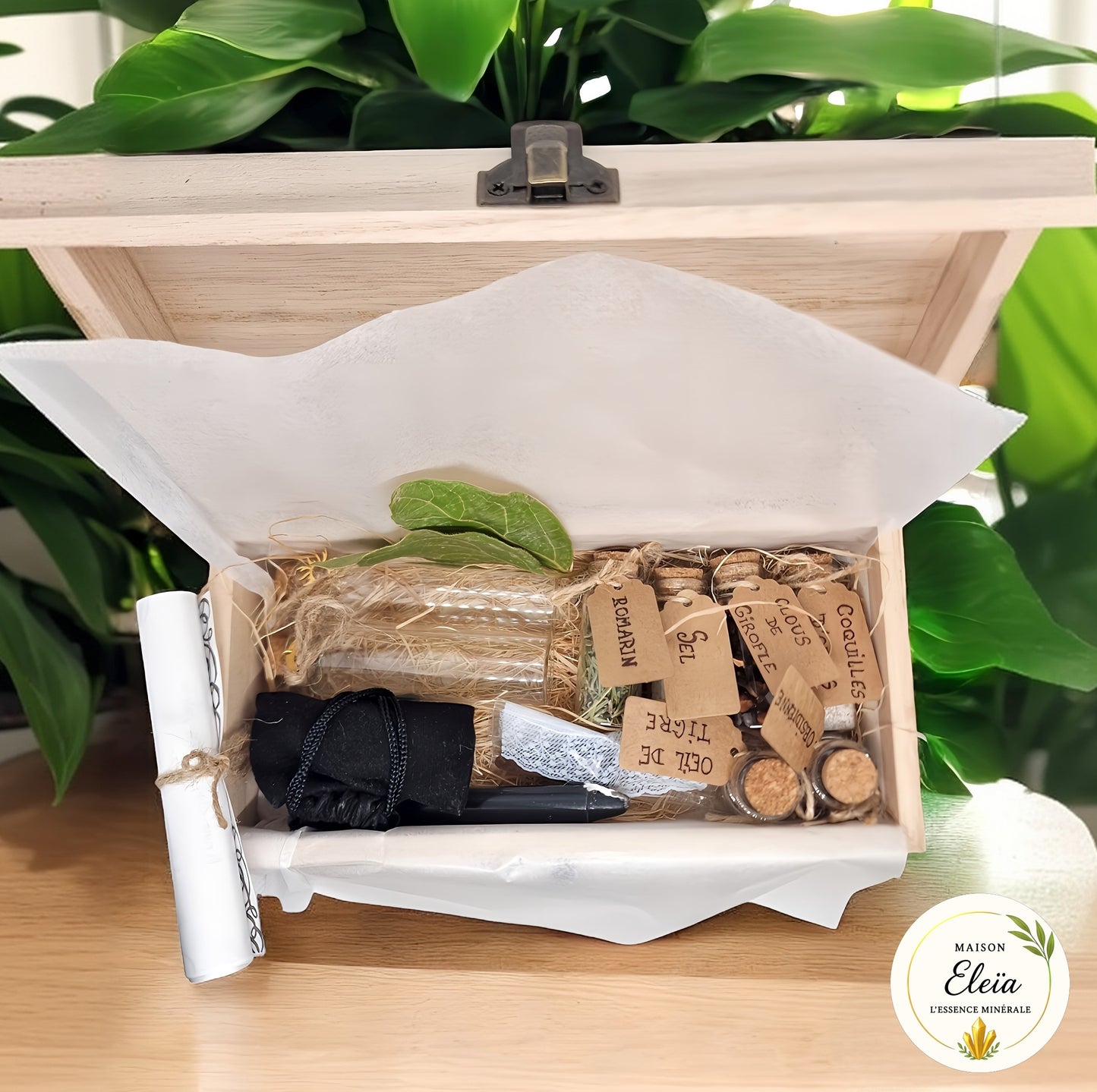 Kit Spell jar "Protection mauvais oeil" boîte en bois