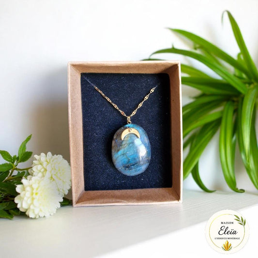 Collier "Énergie & Élégance" - Lune / Labradorite Madagascar