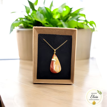 Collier Mokaïte & Acier inoxydable
