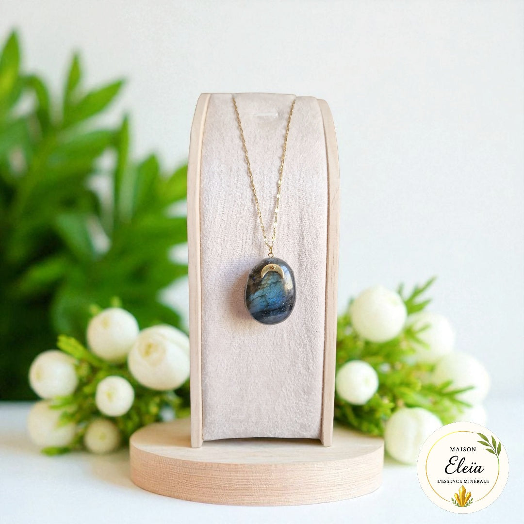 Collier "Énergie & Élégance" - Lune / Labradorite Madagascar