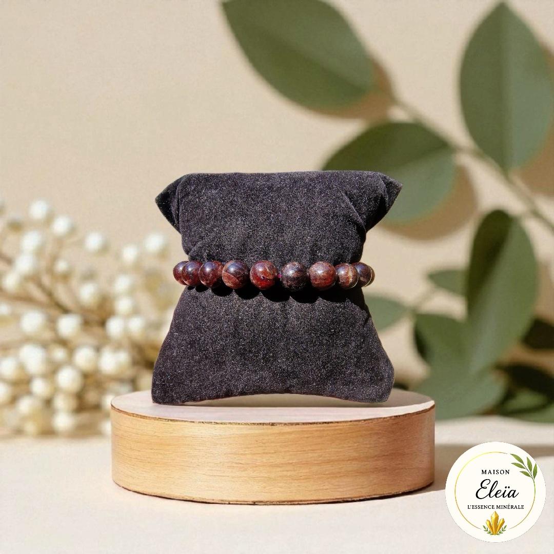 Bracelet Grenat rouge almandin – Pierre de vitalité et ancrage – Perles 8 mm Pakistan "Ardeur Eternelle"