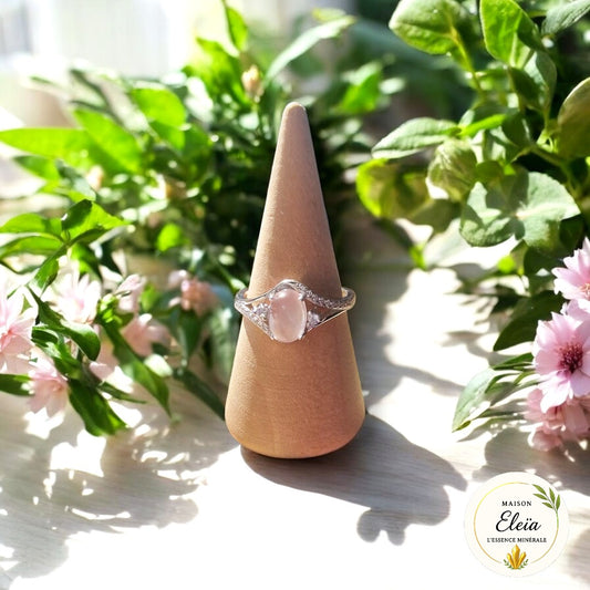 Bague quartz rose en argent 925 – Pierre d’amour et tendresse – Bijou énergétique
