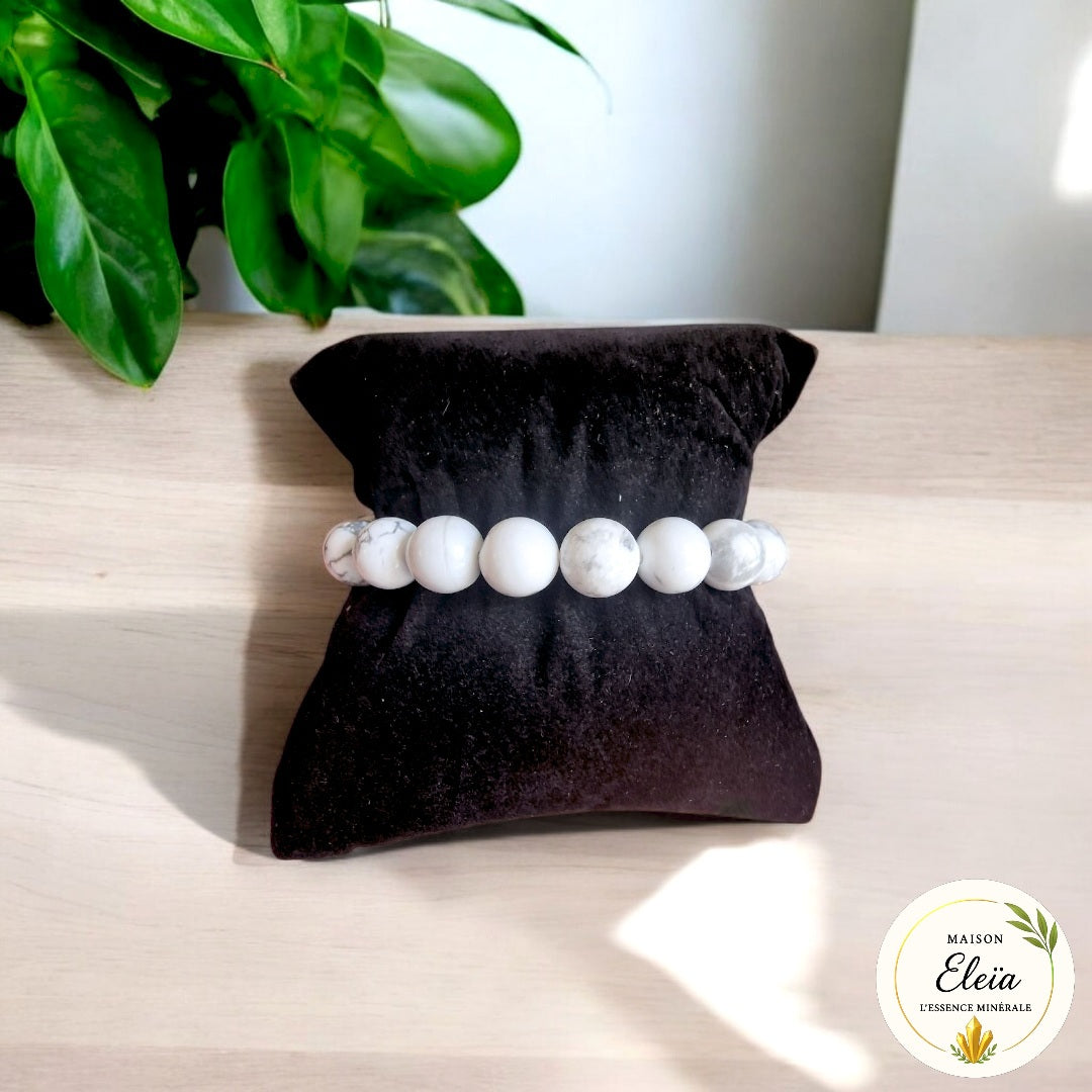 Bracelet "Apaisement & Clarté" - Howlite blanche 10mm