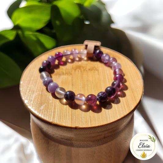 Bracelet Pierre Fluorite violette – Calme mental et intuition – Perles naturelles 8mm