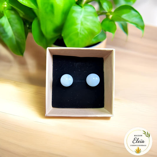 Boucles d'oreilles perles Aigue Marine 10mm