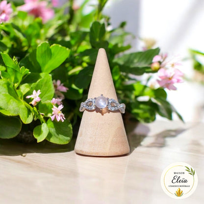 Bague quartz rose Madagascar, Argent 925 - Pierre d’amour et tendresse
