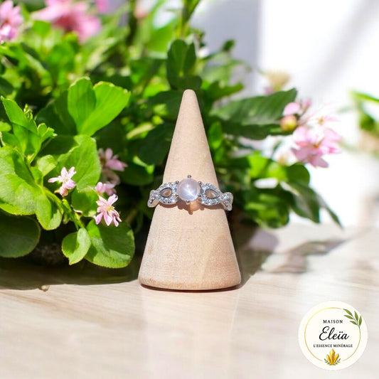 Bague quartz rose Madagascar, Argent 925 - Pierre d’amour et tendresse