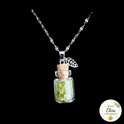 Collier fiole Péridot & Acier inoxydable