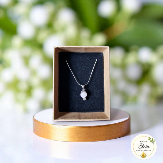 Collier Fleur Quartz rose - Argent "Douceur fleurie"