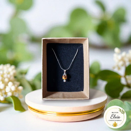 Collier Fleur Oeil de Tigre - Argent "Force Fleurie"