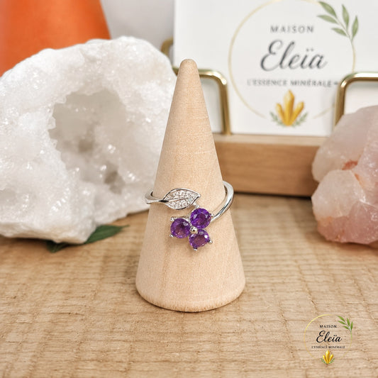 Bague Élysia Améthyste AAA du Brésil Argent 925 Réglable | Zircons | Maison Eleïa