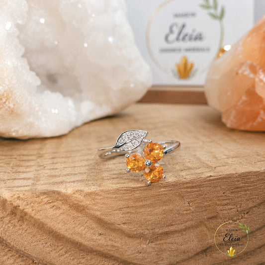 Bague Azélia Citrine Naturelle AAA Argent 925 Réglable | Zircons | Maison Eleïa