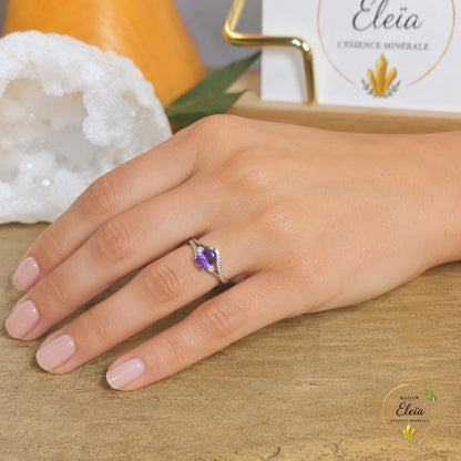 Éloria – Bague Améthyste AAA du Brésil en Argent 925 | Taille Réglable