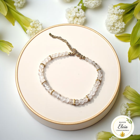 Bracelet "Clarté Éternelle" - Cristal de roche A & Acier inoxydable doré