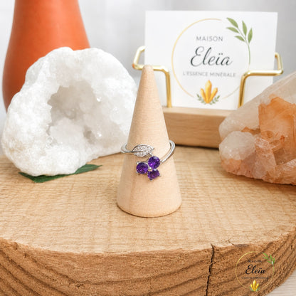 Bague Élysia Améthyste AAA du Brésil Argent 925 Réglable | Zircons | Maison Eleïa