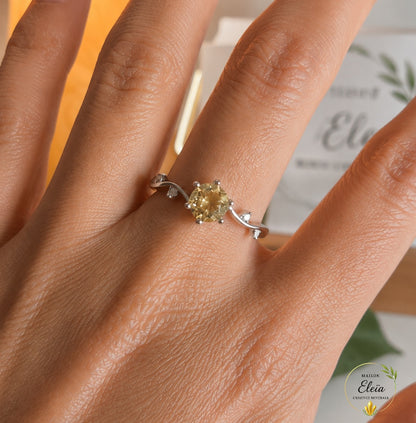 Bague Hélia - Citrine AAA naturelle • Argent 925 • Taille réglable